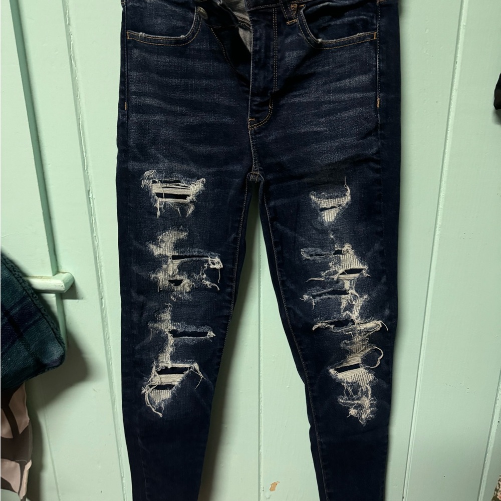 Distressed Dark Blue Jeans
